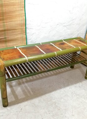 电视柜手工竹制桌子双层茶几套装组合中式家具简约现代客厅置物架