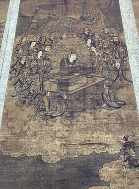 传吴道子 三官图轴 唐代道天官地官水官工笔Q人物道释画参考素材