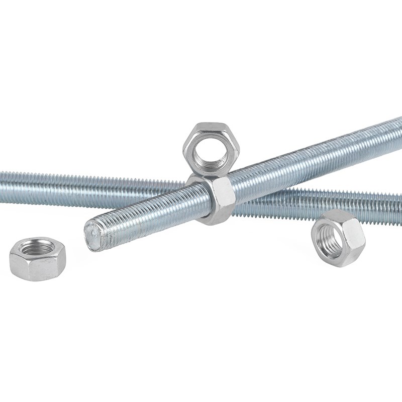 镀锌螺杆丝杠螺母套装全螺纹通丝螺丝杆牙条m5m6m8m10m12-m30 - 图1
