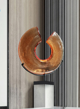 大型酒店大堂玄关透明切口玉壁雕塑创意落地树脂雕塑礼品摆件装饰