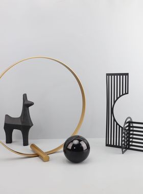 现代简约金属几何艺术桌面摆件客厅茶几样板间电视柜家居软装饰品