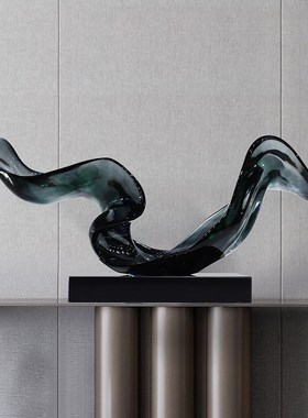 大型长条横向摆件轻奢高档高级感酒店大堂客厅玄关雕塑装饰品艺术