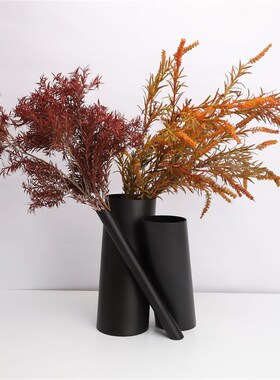 现代简约金属黑色三管花器摆件样板房售楼部家居客厅创意饰品