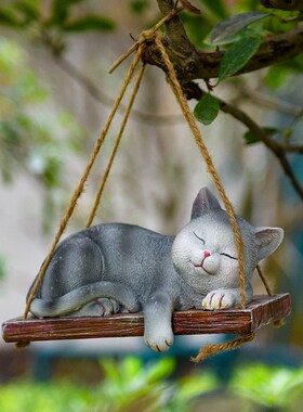 可爱卡通小猫咪休闲区布置吊件阳台院F子树上别墅庭院花园装饰摆