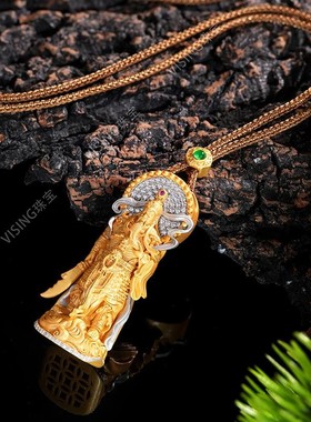 黄金色珠宝新中式吊坠设计款项链