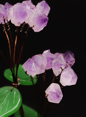 紫水晶发财d树黄水晶摇钱树家居摆件客厅玄关酒柜店铺开业乔迁送