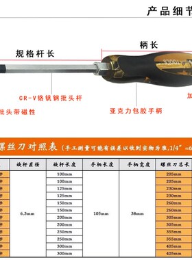 通心螺丝刀可敲击穿心起子铬钒钢加长十字一字平口带磁性改刀