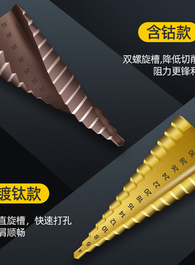 宝塔钻头大全高硬度钨钢打孔不锈钢扩孔开孔器金属扩孔钻阶梯万能