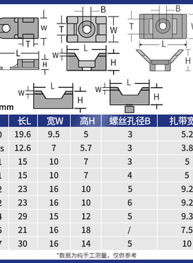 扎带固定座马鞍形电线固定座线卡子理线器螺丝孔型束线电缆线夹HC
