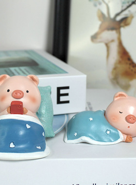 创意可爱小猪摆件睡觉汽车装饰网红车载卡通公仔手办送男女生礼物