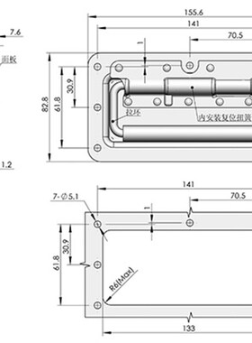 生久柜锁 工具箱把手可转动拉手 活动拉手 工业拉手折叠LS504-3黑