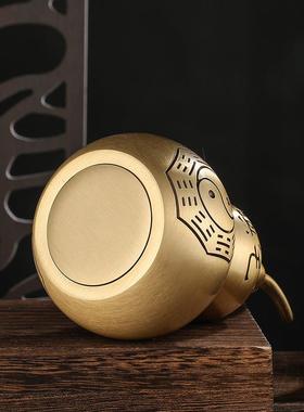 黄铜招米空心开盖大葫芦摆件办公室书桌摆件客厅酒柜装饰同事礼品