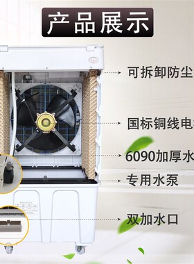 大洲大型冷风机工业空调扇商用制冷水冷风扇工厂房室外养殖场网吧