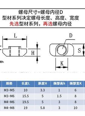 304不锈钢欧标铝型材T型螺母 铝型材配件镀镍T型螺母 M4M5M6M8 6L