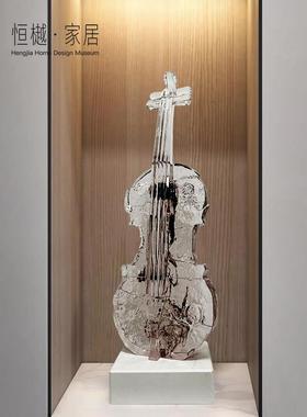 简约小提琴艺术雕塑落地摆件轻奢高档客厅玄关酒柜电视柜软装饰品