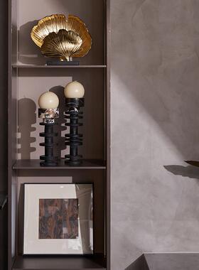 美式覆古客厅展示柜摆件酒具摆画银杏叶摆件组合套装软装搭配设计