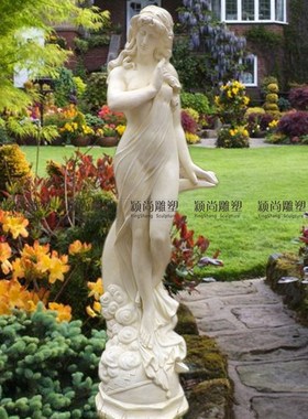 酒店欧式人物雕塑落地玻璃钢工艺品F大厅花园装饰软装摆件月亮女