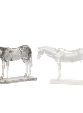 新中式透明水墨马太湖石摆件x样板间书房博古架茶几书柜软装饰品