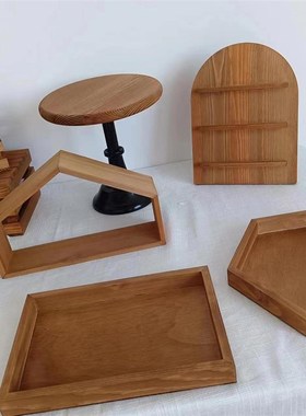 咖色系甜品台架子展示架摆v台摆件茶歇中式架子寿宴宝宝宴摆台