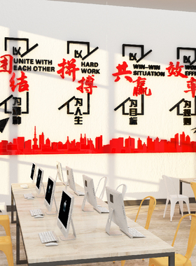公司文化墙励志标语o墙贴纸会议办公室墙面装饰画激励销售广告宣