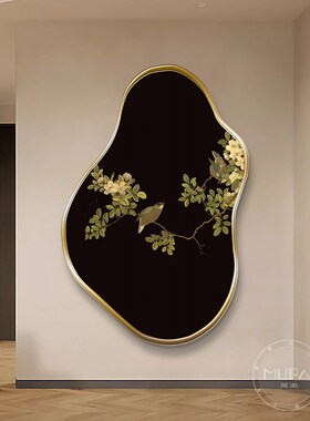 中古风入户玄关装饰画壁画灯花鸟小众艺术客厅背景墙走廊过道挂画