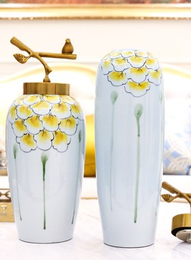 新中式客厅装饰品摆p件电视柜陶瓷金属工艺品大号家居饰品摆饰