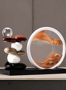 时来运转摆件酒柜电视柜轻奢x大气流沙画餐边柜家居装饰品乔迁礼