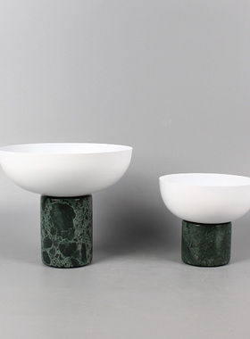 简约大理石金属花器果s盘摆件北欧样板间酒店客厅餐桌收纳托盘