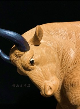 石湾陶瓷牛年摆件家居招财牛气冲天动物装饰品商务V节日送礼工艺