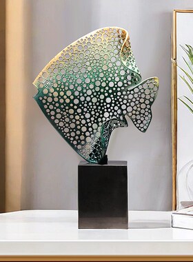 年年有余金属摆件玄关酒柜装饰现代轻奢工艺品家居新房子乔迁礼物