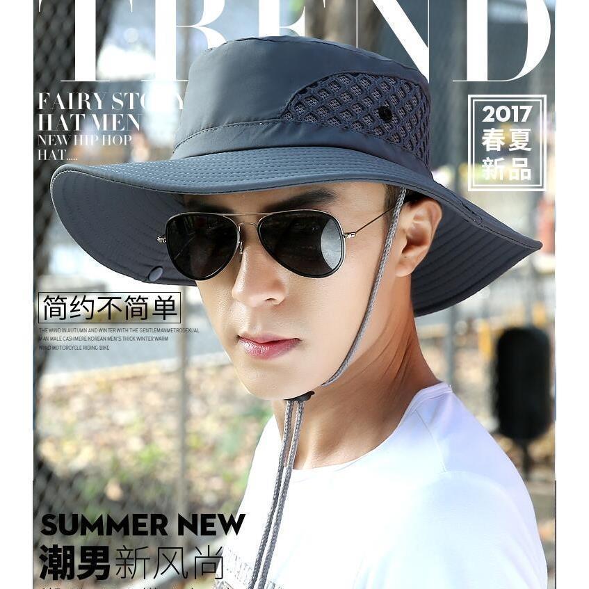 渔夫帽子男夏天户外百搭防晒遮阳帽太阳帽潮男士沙滩登山钓鱼帽子 - 图2