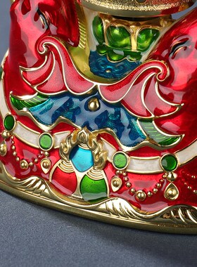 太阳能车载转轮合金摆q件六字彩绘吉象电池两用车内饰品桌面装饰