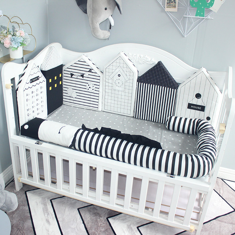 北欧ins小房子床围 婴幼儿童房床品防撞靠垫宝宝纯棉床围可拆卸,淘宝优惠券,粉丝福利购,淘宝优惠卷
