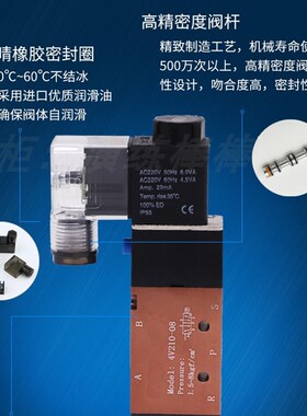 电磁阀4V210-08电子控制阀DC24/AC220V两 二位五通电磁气动换向阀