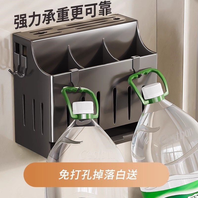 2025新款不锈钢菜刀架置物架壁挂多功能菜刀具筷子筒一体收纳盒 - 图3