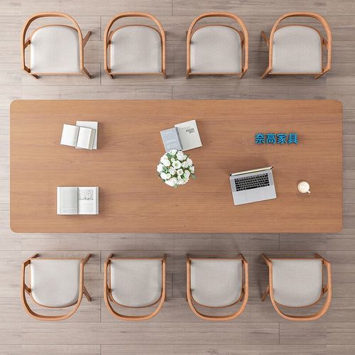 简约会议桌椅实木长条桌书画桌餐训办公桌洽谈工作台2000*800*750 - 图3