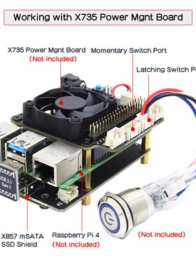 树莓派4B X857 V1.2 mSATA SSD储存扩展板 NAS理想储存方案