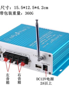 V10蓝牙插卡单曲循环收音功放家用车载功放12V220V迷你小型功放机