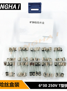 保险丝盒5*20/6*30玻璃管0.5A~20A 250V10种快熔断型混装元件包