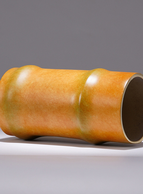 黄铜摆件《逐梦》竹笔筒客v厅桌面办公室家居装饰品送领导高升礼