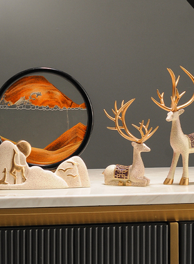 流沙画沙漏摆件高档o轻奢创意客厅酒柜家居装饰品办公室桌乔迁礼