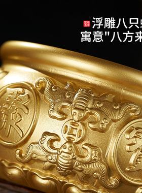纯铜聚宝盆摆件客厅玄关家用办A公店铺前台存钱罐米缸开业乔迁礼