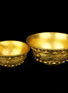 铜实心聚宝盆摆件铜一碗金聚M宝盆摆件工艺礼品