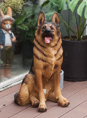 家点靓 动物雕塑工艺品大号狼狗摆件家居客厅庭院装Y饰品落地摆设