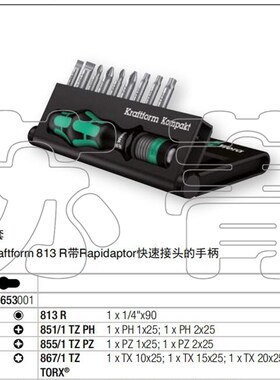 德国wera维拉 Kraftform Kompakt 10组合螺丝批头手柄套装 KK10