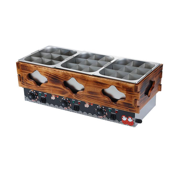 Factory direct sales commercial oden cooking machine Jiugongge skewers fragrant snack equipment three-cylinder wooden frame oden cooking machine