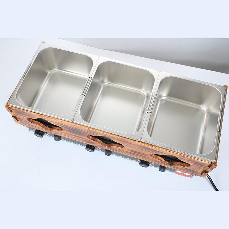 Factory direct sales commercial oden cooking machine Jiugongge skewers fragrant snack equipment three-cylinder wooden frame oden cooking machine