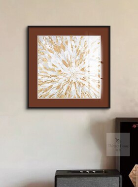 法式中古餐厅壁画正方形金属框卡纸玄关挂画美式客厅背景墙装饰画