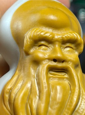 原矿木纹石文玩手把件摆件鸡油黄手工雕刻寿星老葫芦盘玩变色