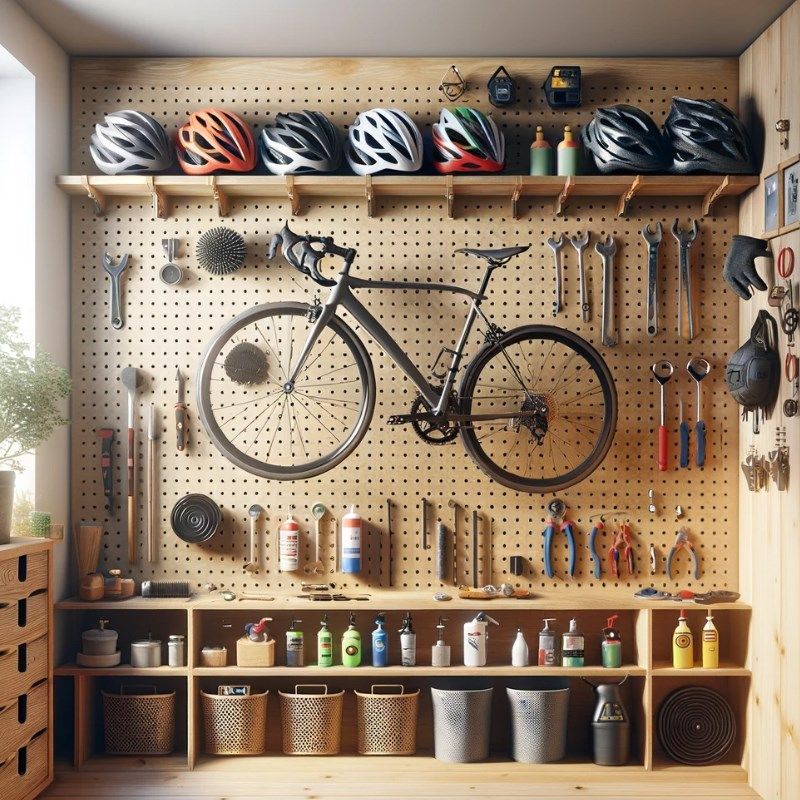 Carpenter's uncle, outdoor cycling equipment storage hole board, bicycle M rack, mountain bike wall storage